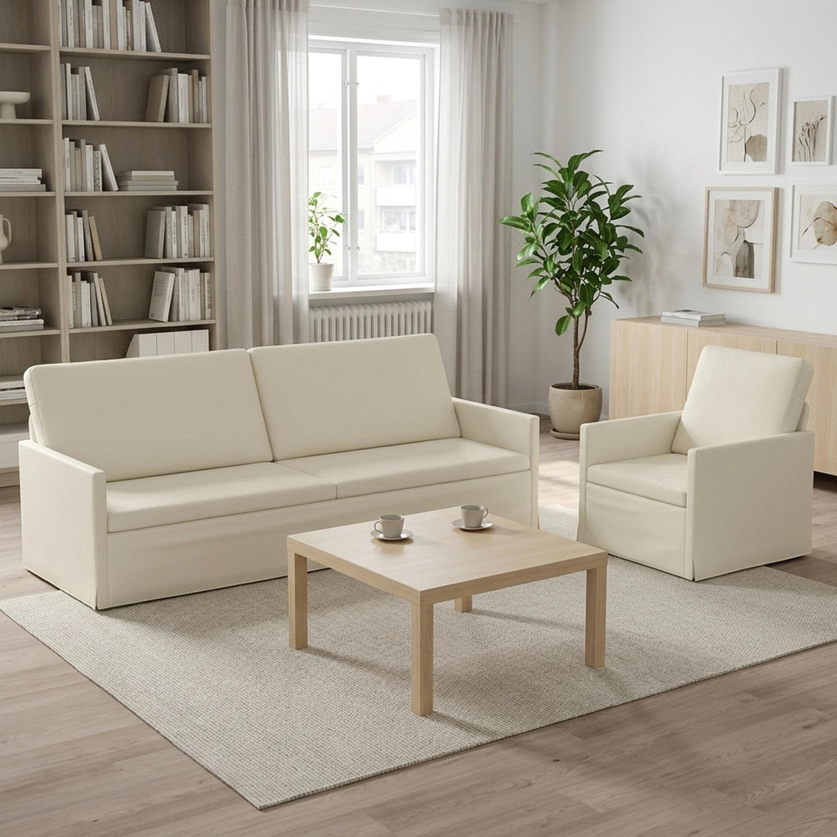 vidaXL Zestaw Sof 2 pcs kremowy Tkanina sztruksowa