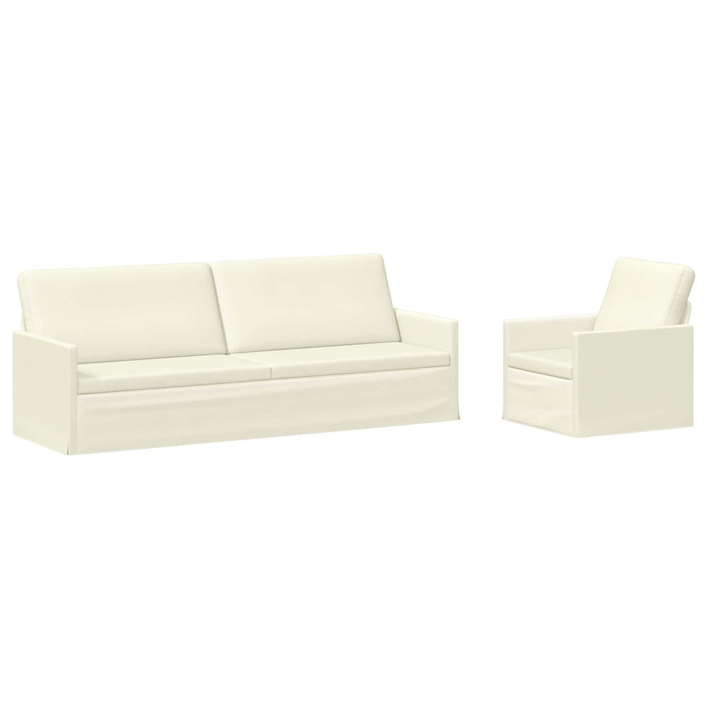 vidaXL Zestaw Sof 2 pcs kremowy Tkanina sztruksowa