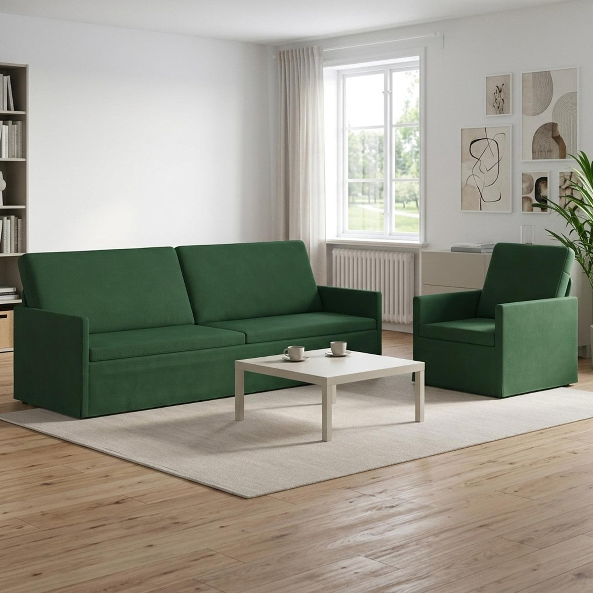 vidaXL Zestaw Sof 2 pcs Zielony dżungli Tkanina sztruksowa
