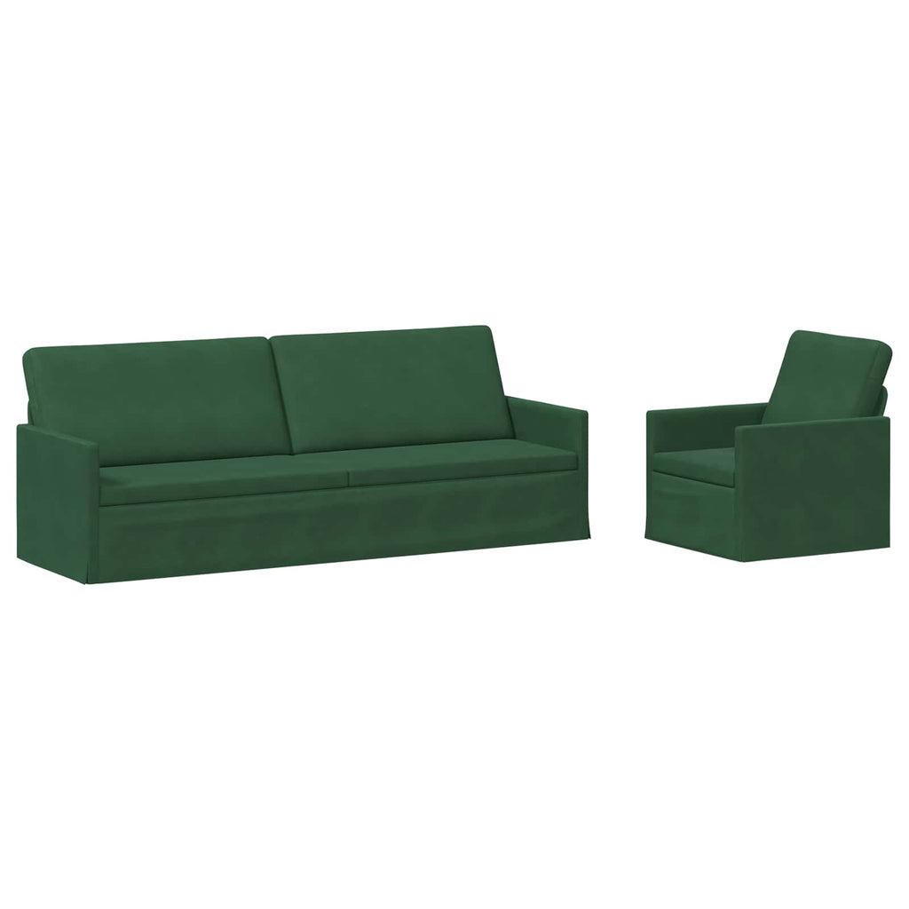vidaXL Zestaw Sof 2 pcs Zielony dżungli Tkanina sztruksowa
