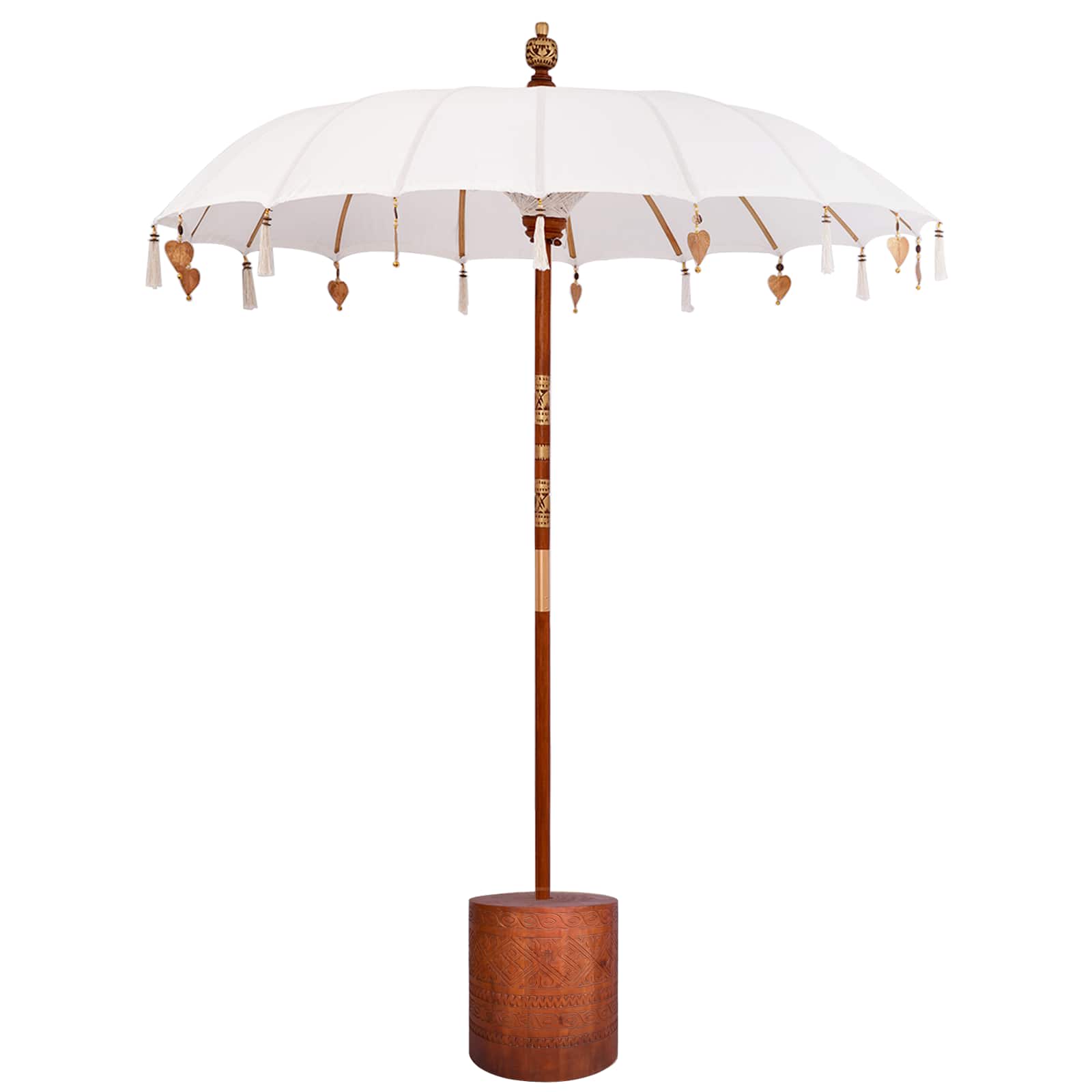 vidaXL Parasol balijski z podstawą Okrągły 190 x 190 x 295 cm