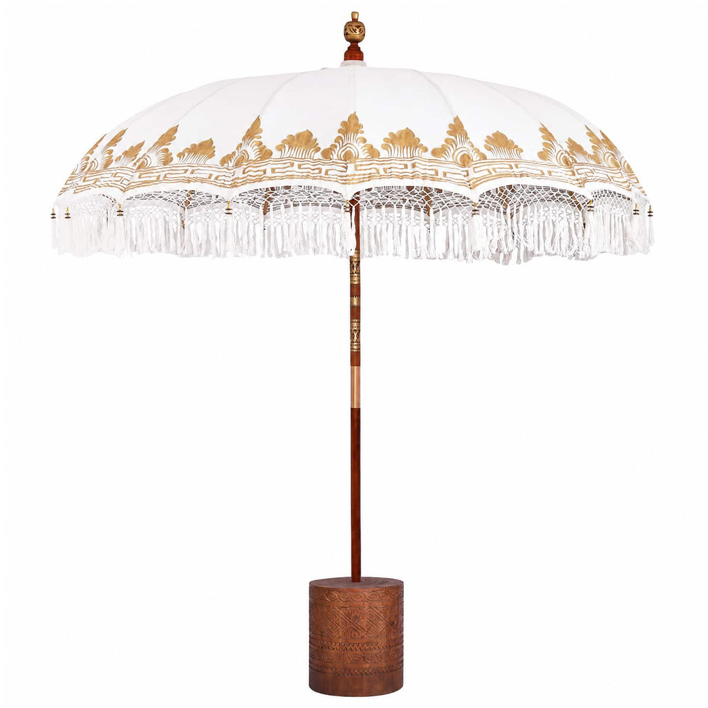 vidaXL Baliński Parasol z Bazą Kremowy i brązowy Ø 210-220 cm