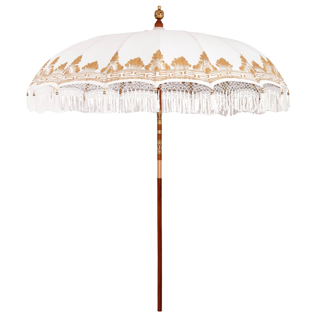 vidaXL Baliński Parasol z Bazą Kremowy i brązowy Ø 210-220 cm