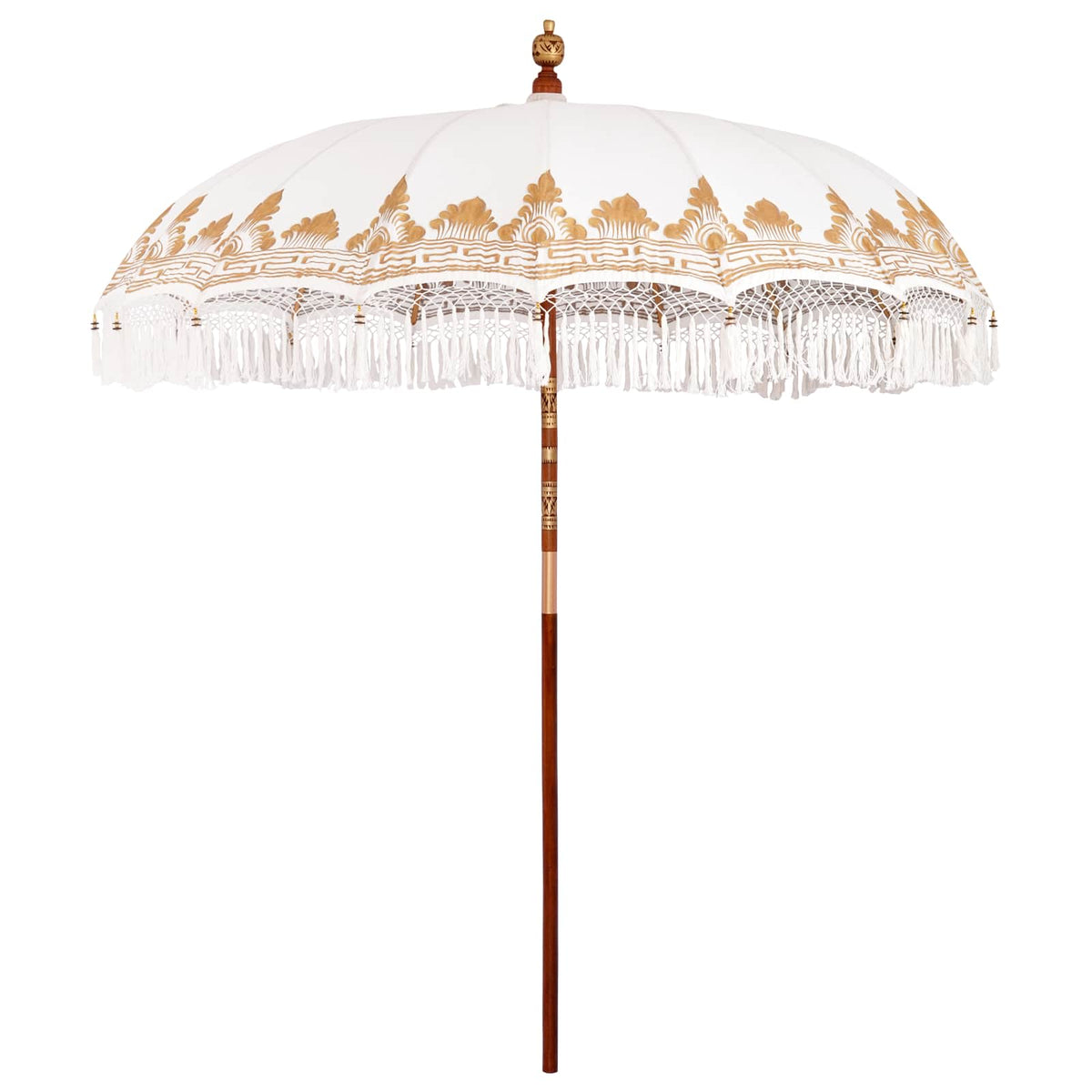 vidaXL Baliński Parasol z Bazą Kremowy i brązowy Ø 210-220 cm