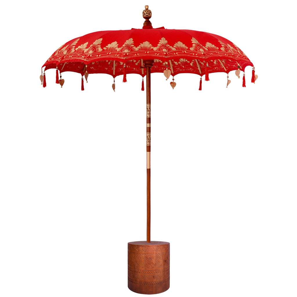 vidaXL Baliński Parasol z Bazą Czerwony i brązowy 190 x 190 x 295 cm