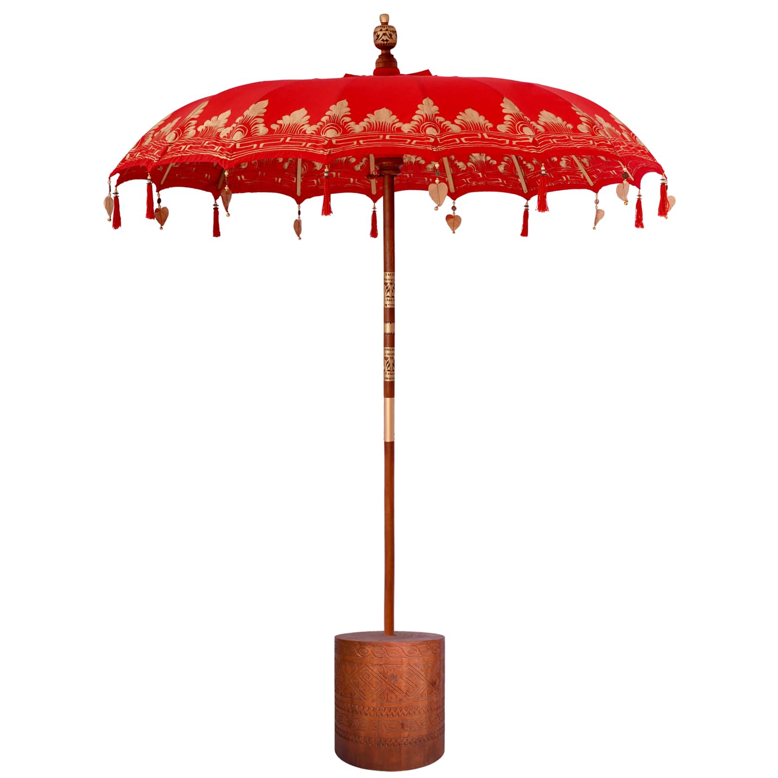 vidaXL Baliński Parasol z Bazą Czerwony i brązowy 190 x 190 x 295 cm