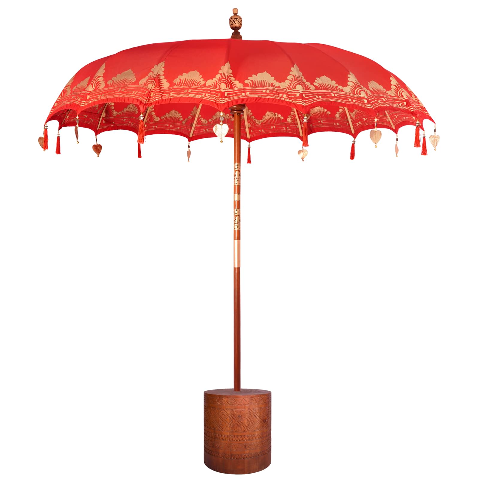 vidaXL Baliński Parasol z Bazą Czerwony i brązowy 220 x 220 x 295 cm