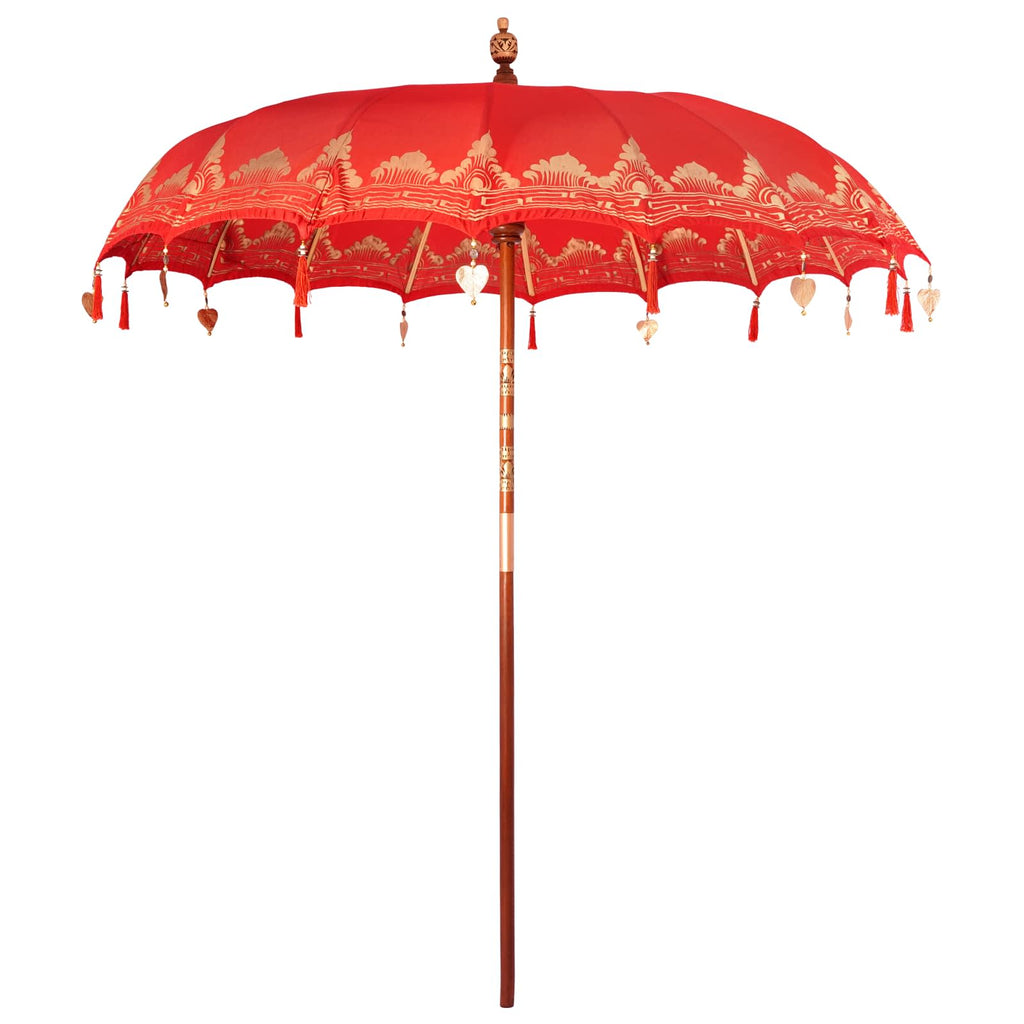 vidaXL Baliński Parasol z Bazą Czerwony i brązowy 220 x 220 x 295 cm