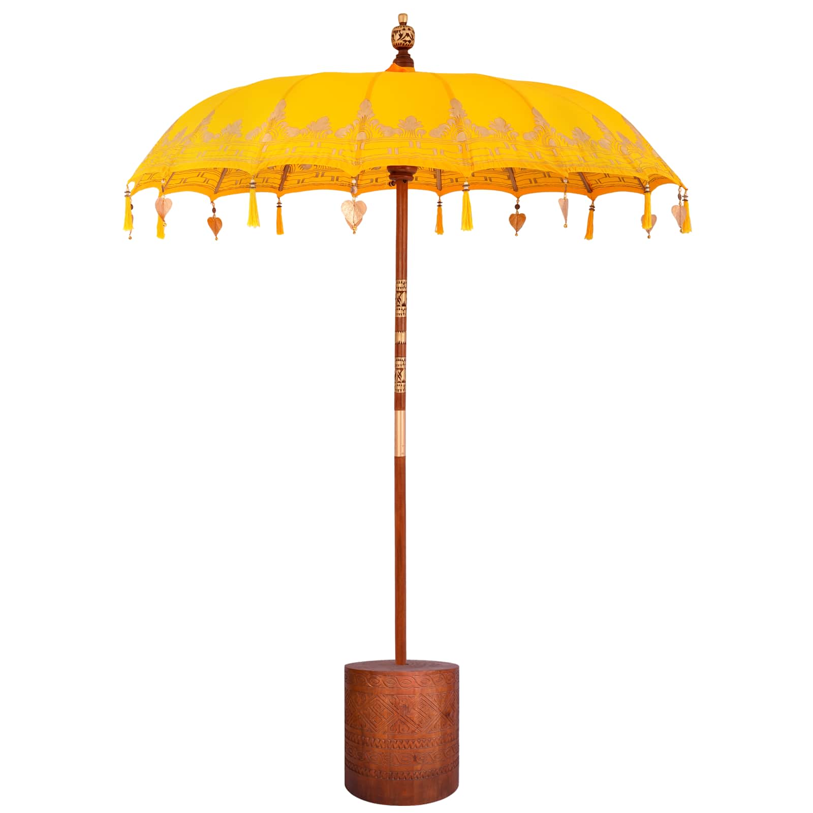 vidaXL Baliński Parasol z Bazą 260 Żółty i brązowy 190 x 190 x 295 cm