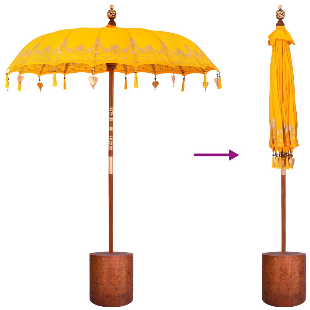 vidaXL Baliński Parasol z Bazą 260 Żółty i brązowy 190 x 190 x 295 cm