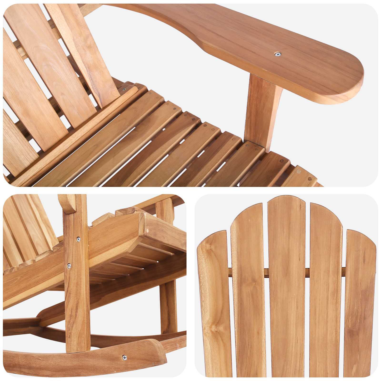 vidaXL Krzesło bujane Adirondack do ogrodu naturalny