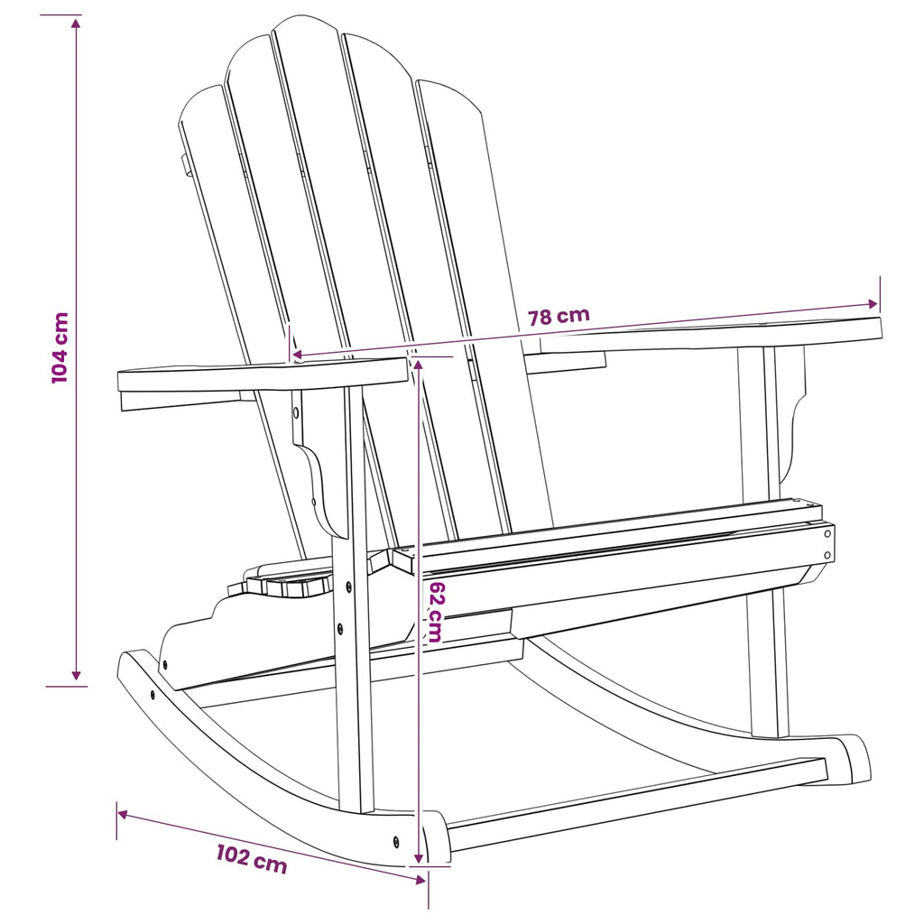 vidaXL Krzesło bujane Adirondack do ogrodu naturalny