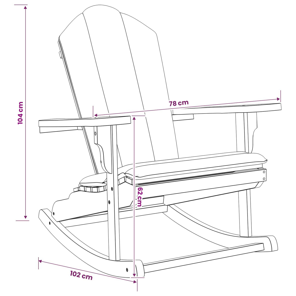 vidaXL Krzesło bujane Adirondack do ogrodu naturalny