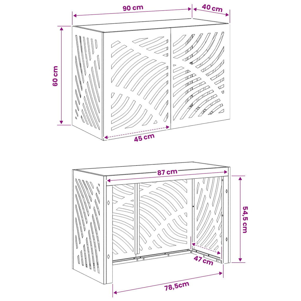 vidaXL Pokrywa do klimatyzatora Czarny 90 x 40 x 60 cm Stal