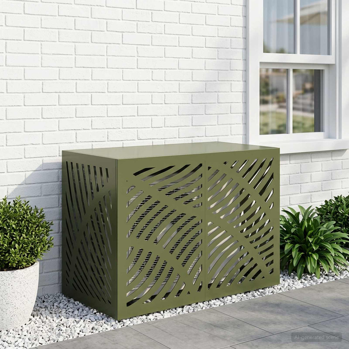 vidaXL Pokrywa do klimatyzatora Oliwkowy zielony 100 x 50 x 70 cm Stal