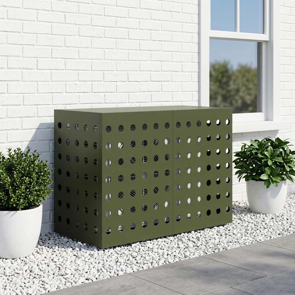 vidaXL Pokrywa do klimatyzatora Oliwkowy zielony 90 x 40 x 60 cm Stal