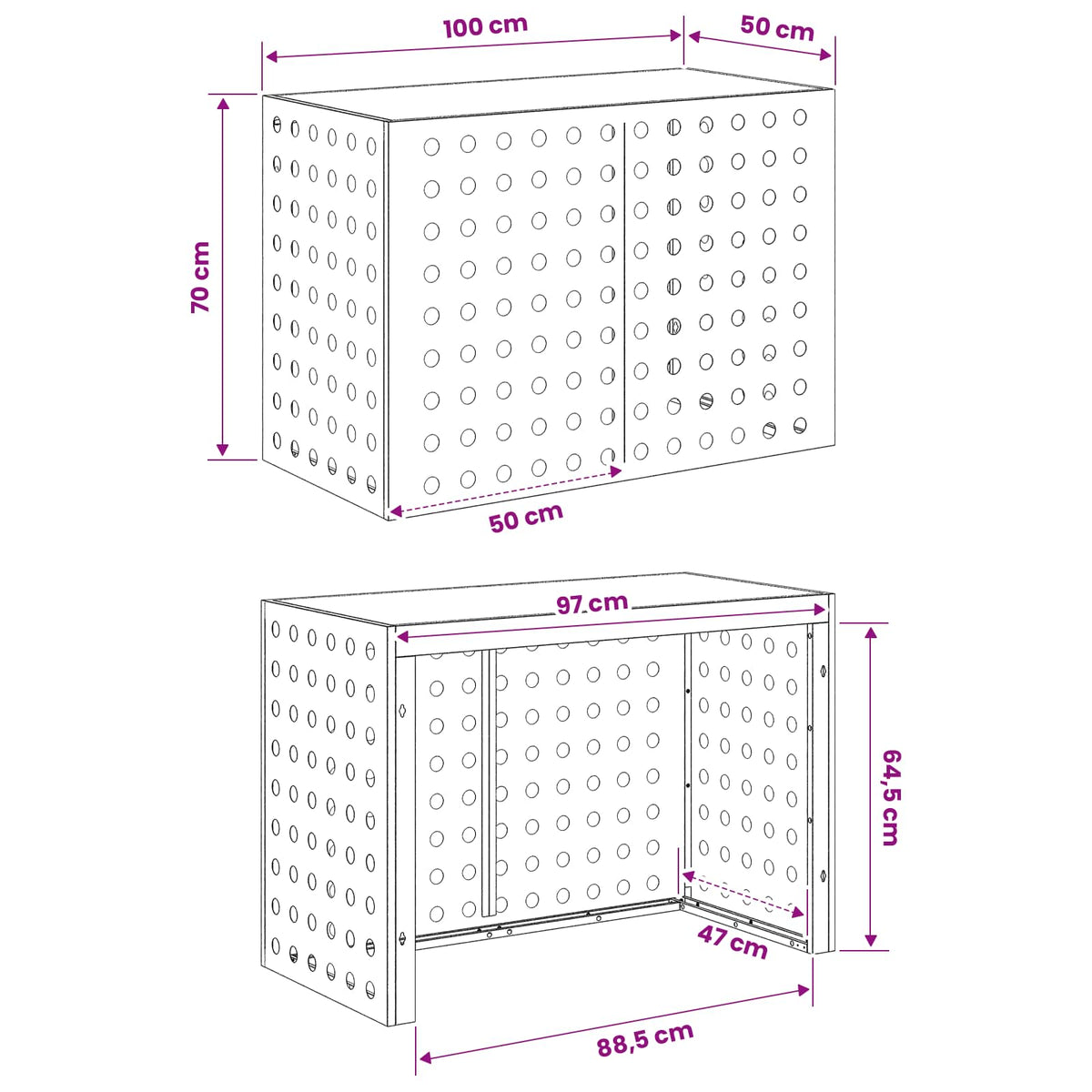 vidaXL Pokrywa do klimatyzatora Czarny 100 x 50 x 70 cm Stal