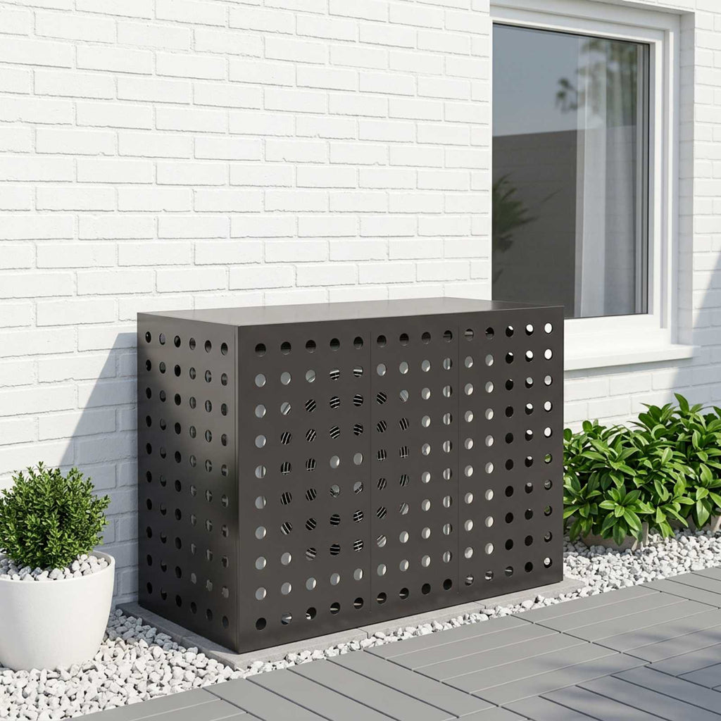 vidaXL Pokrywa do klimatyzatora Czarny 110 x 50 x 80 cm Stal