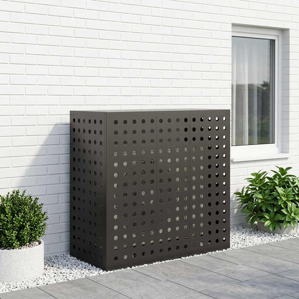 vidaXL Pokrywa do klimatyzatora Czarny 110 x 50 x 105 cm Stal