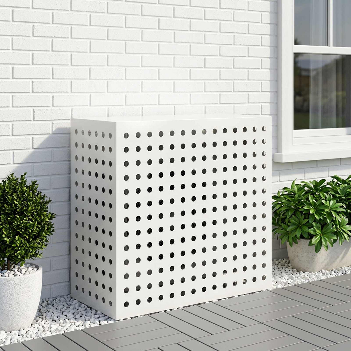 vidaXL Pokrywa do klimatyzatora Biały 110 x 50 x 105 cm Stal