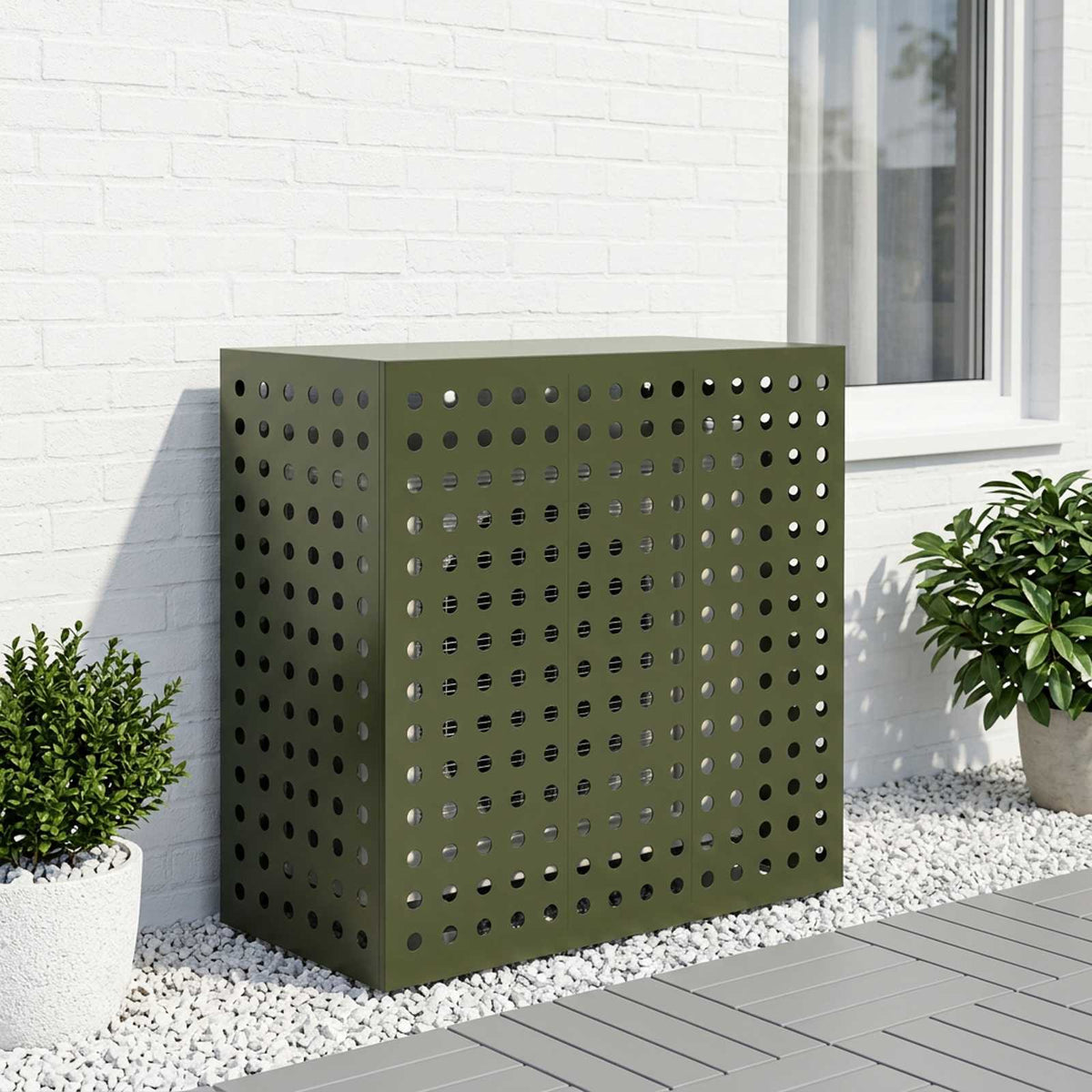 vidaXL Pokrywa do klimatyzatora Oliwkowy zielony 110 x 50 x 105 cm