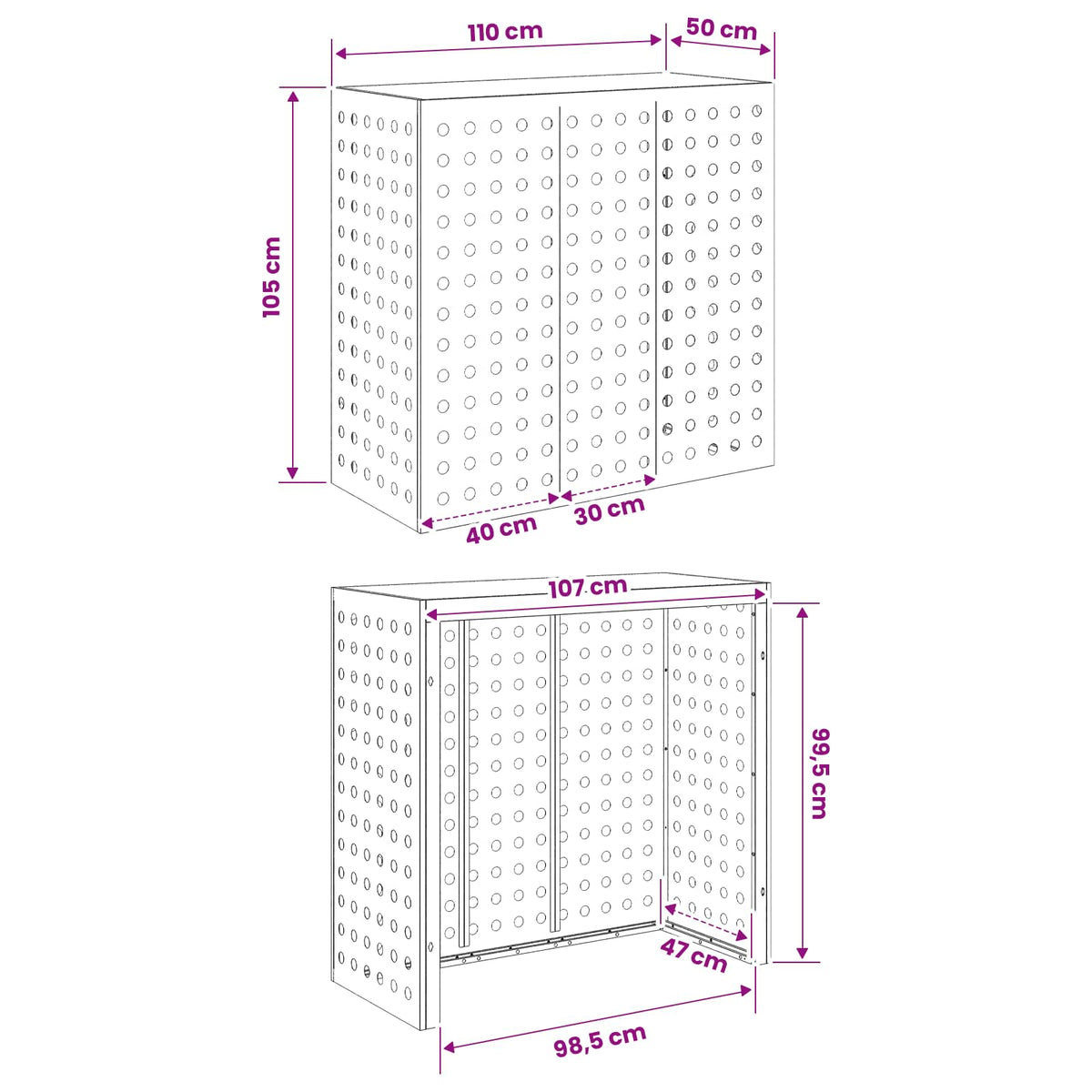 vidaXL Pokrywa do klimatyzatora srebrny 110 x 50 x 105 cm