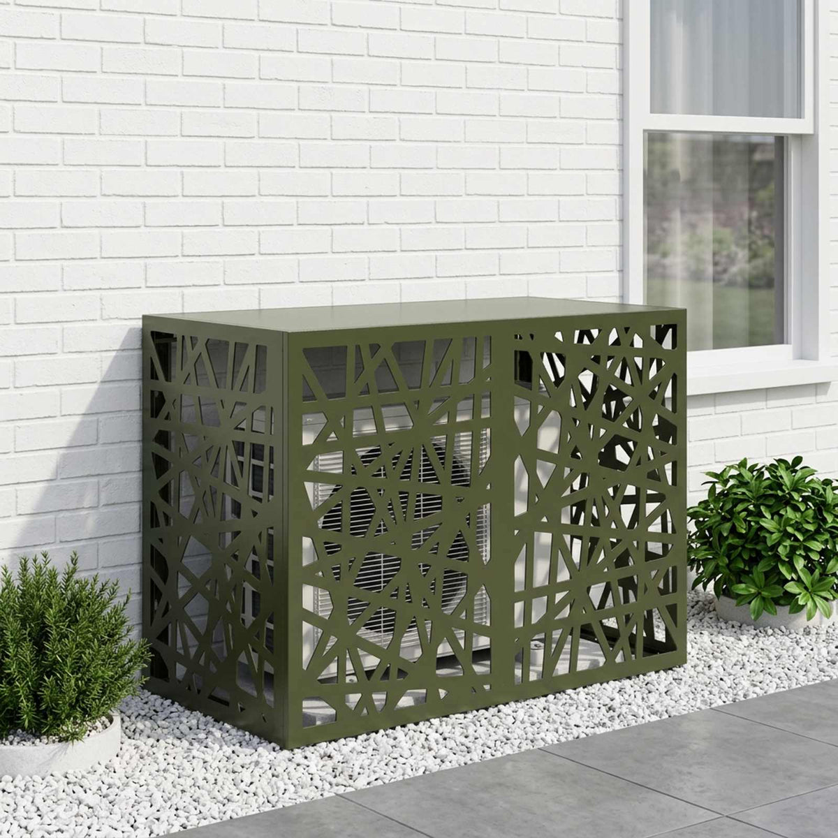 vidaXL Pokrywa do klimatyzatora Oliwkowy zielony 100 x 50 x 70 cm Stal