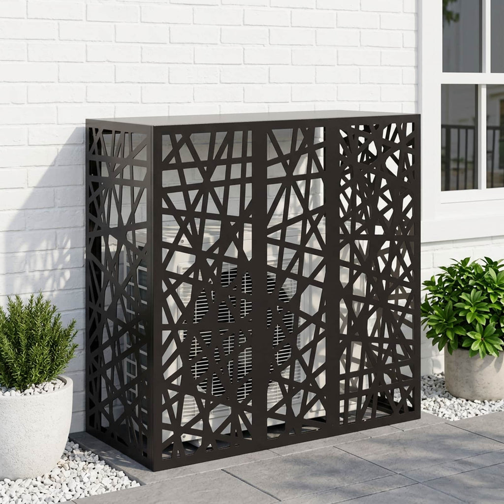 vidaXL Pokrywa do klimatyzatora Czarny 110 x 50 x 105 cm Stal