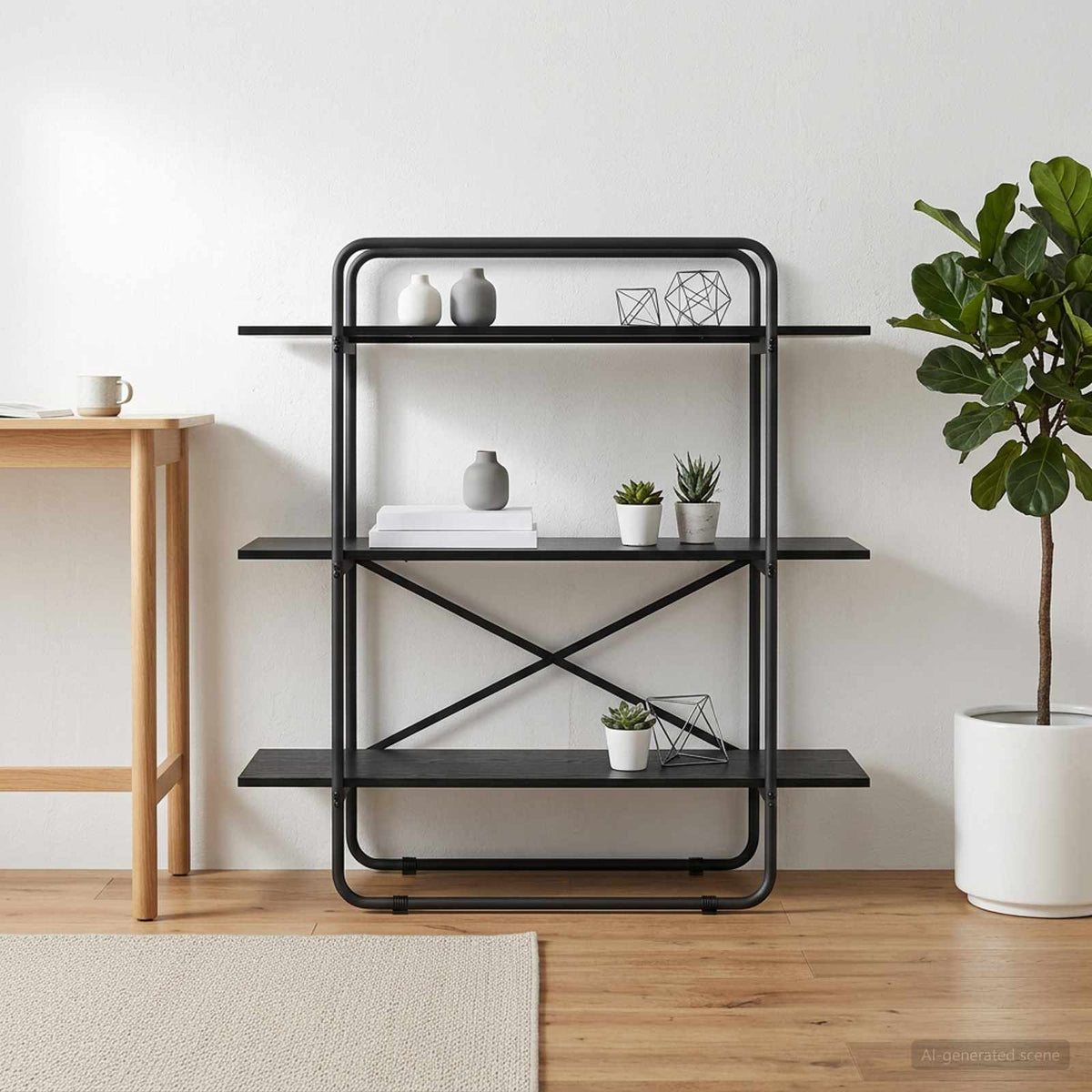 vidaXL Regał na książki 3 poziomów 100 x 35 x 105 cm PB Czarny dąb