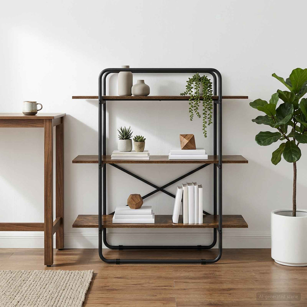 vidaXL Regał na książki 3 poziomów 100 x 35 x 105 cm PB Dąb wędzony