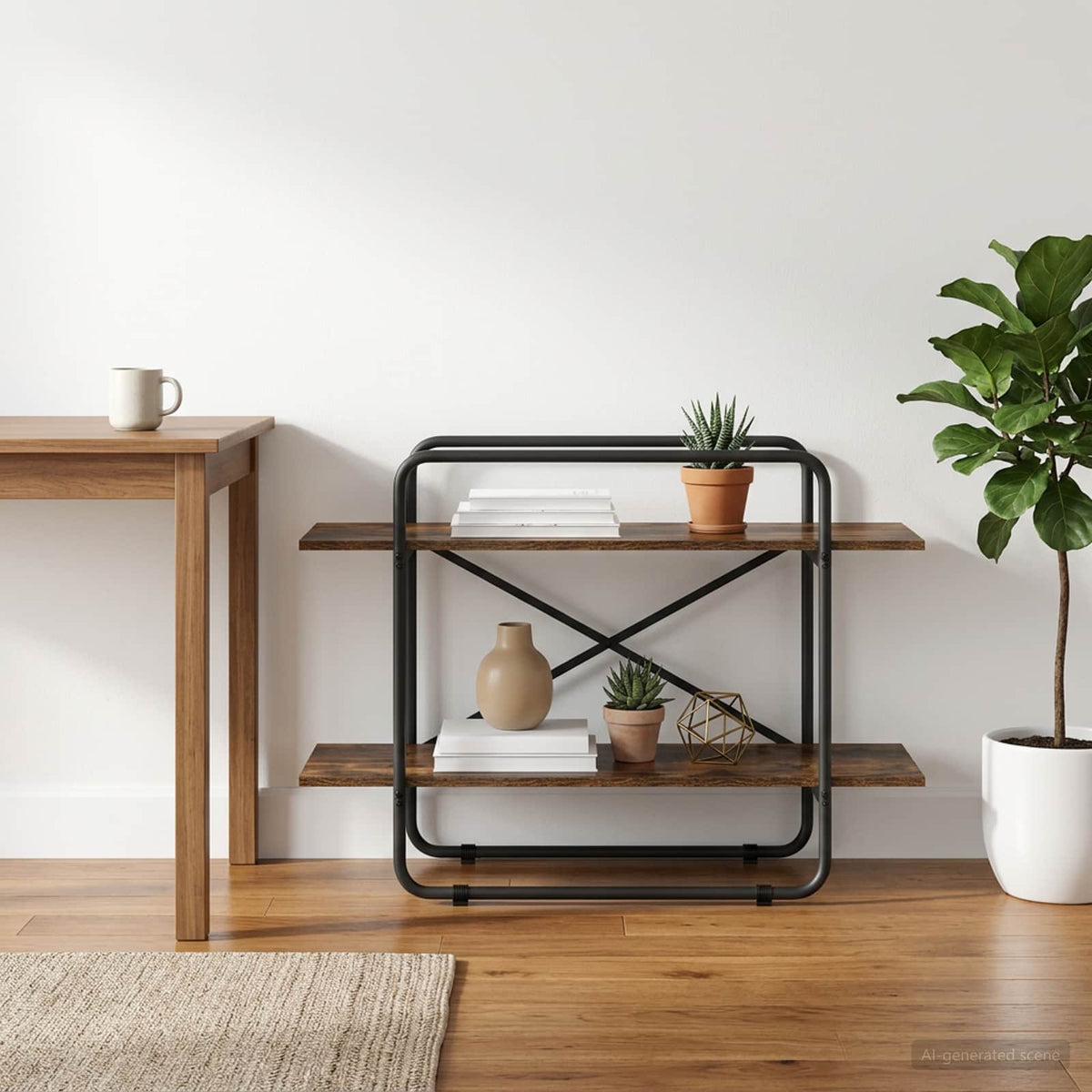 vidaXL Regał na książki 2 poziomów 100 x 35 x 70 cm PB Dąb wędzony