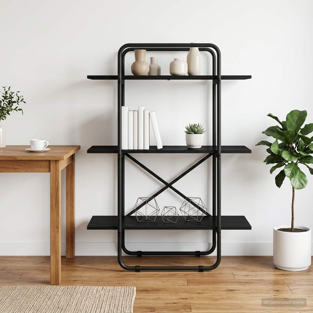 vidaXL Regał na książki 3 poziomów 80 x 35 x 105 cm PB Czarny dąb