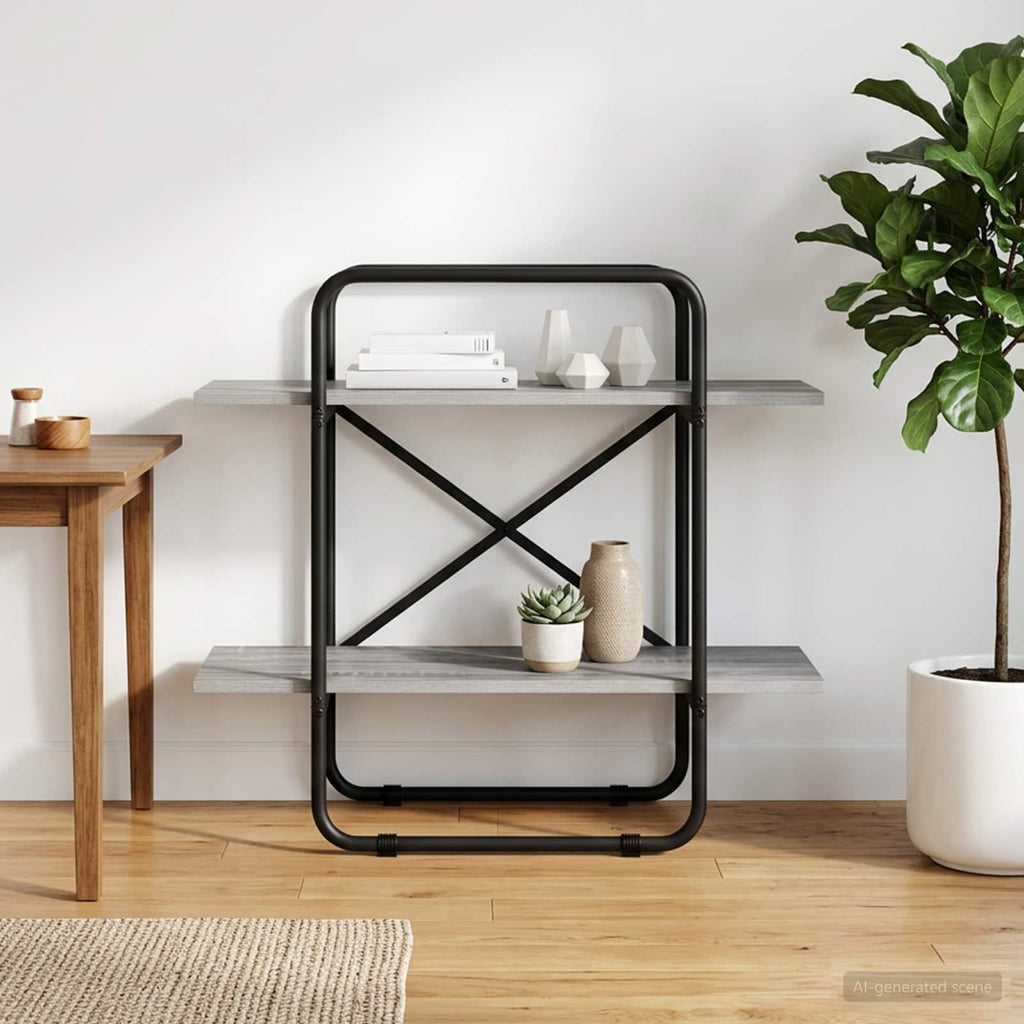vidaXL Regał na książki 2 poziomów 60 x 35 x 70 cm PB Szary Sonoma