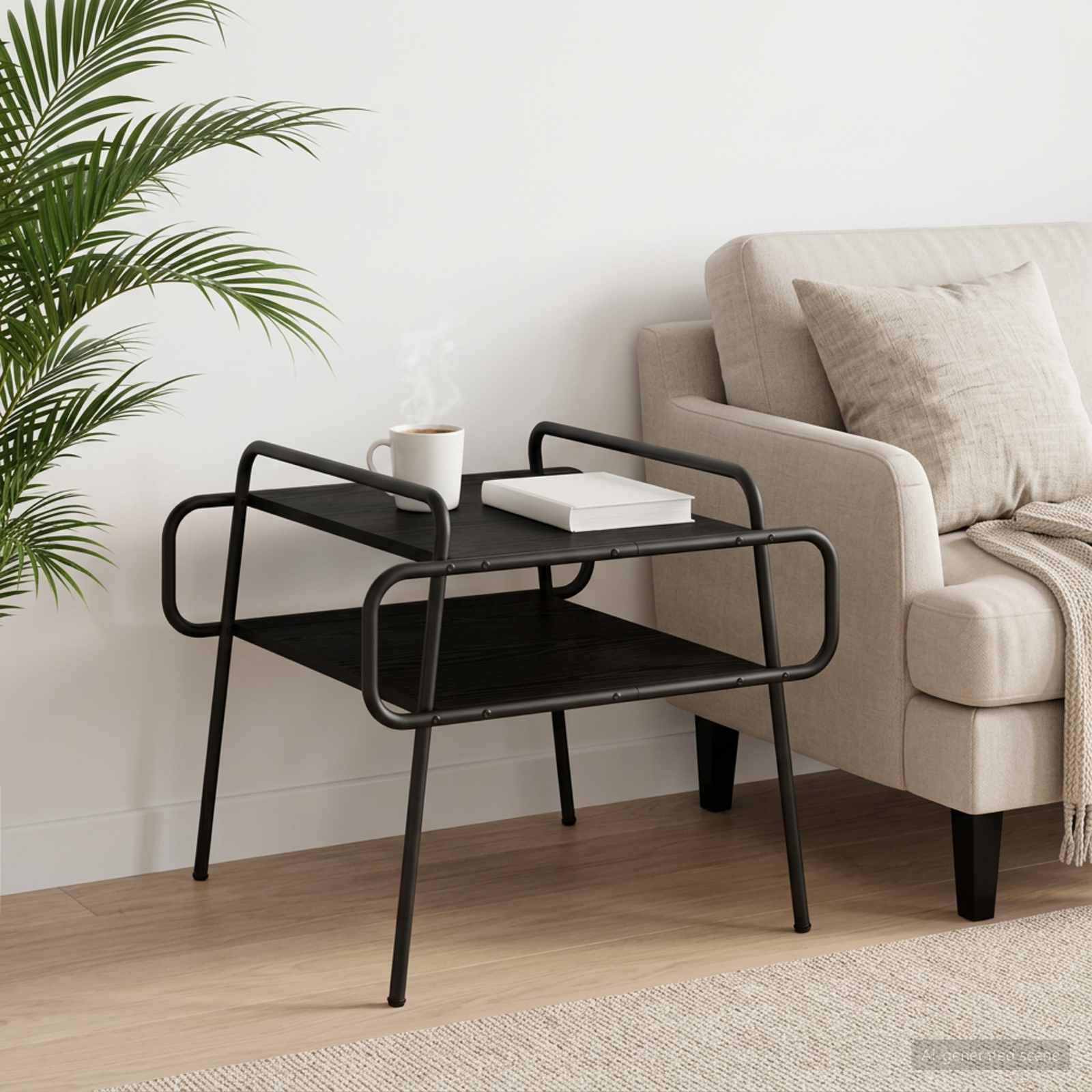 vidaXL Stolik kawowy Czarny dąb 60 x 60 x 51 cm Drewno inżynieryjne