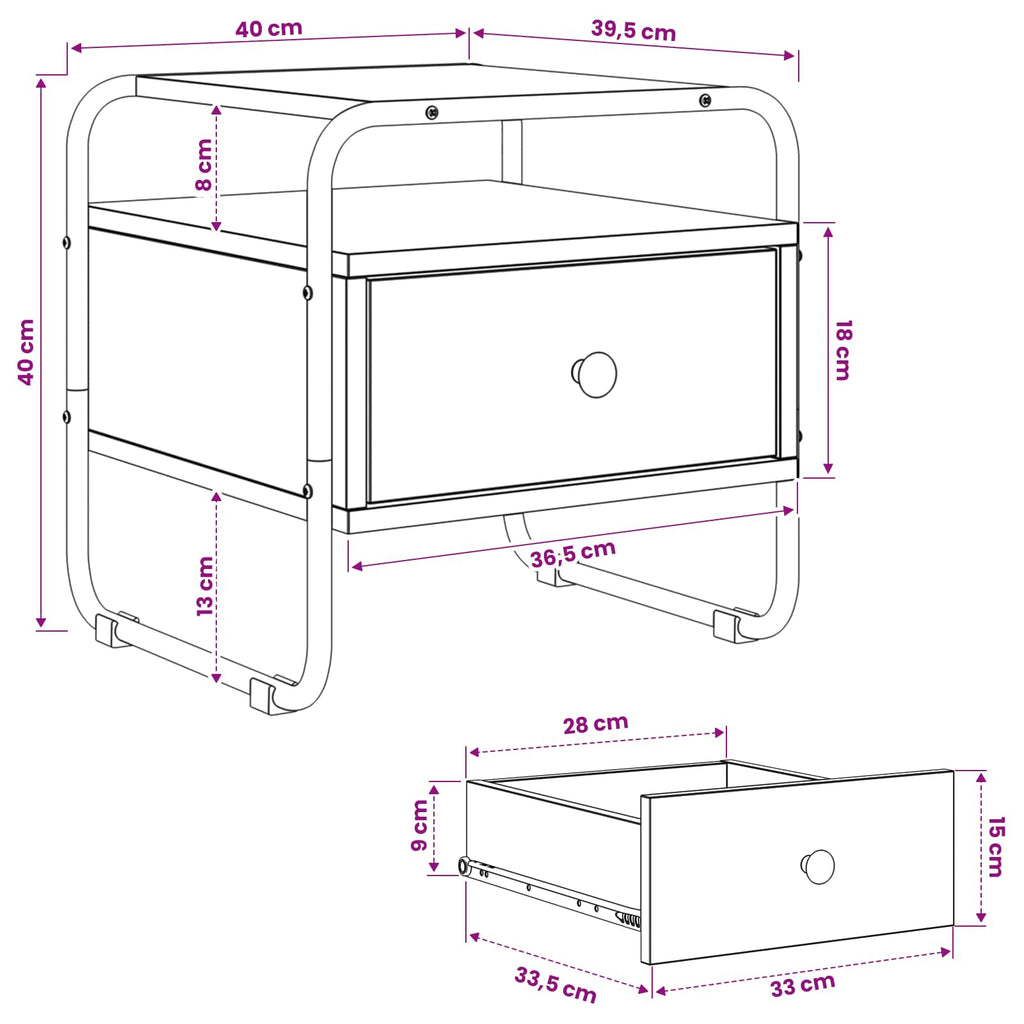 vidaXL Szafka Nocna Dąb artisan Drewno inżynieryjne