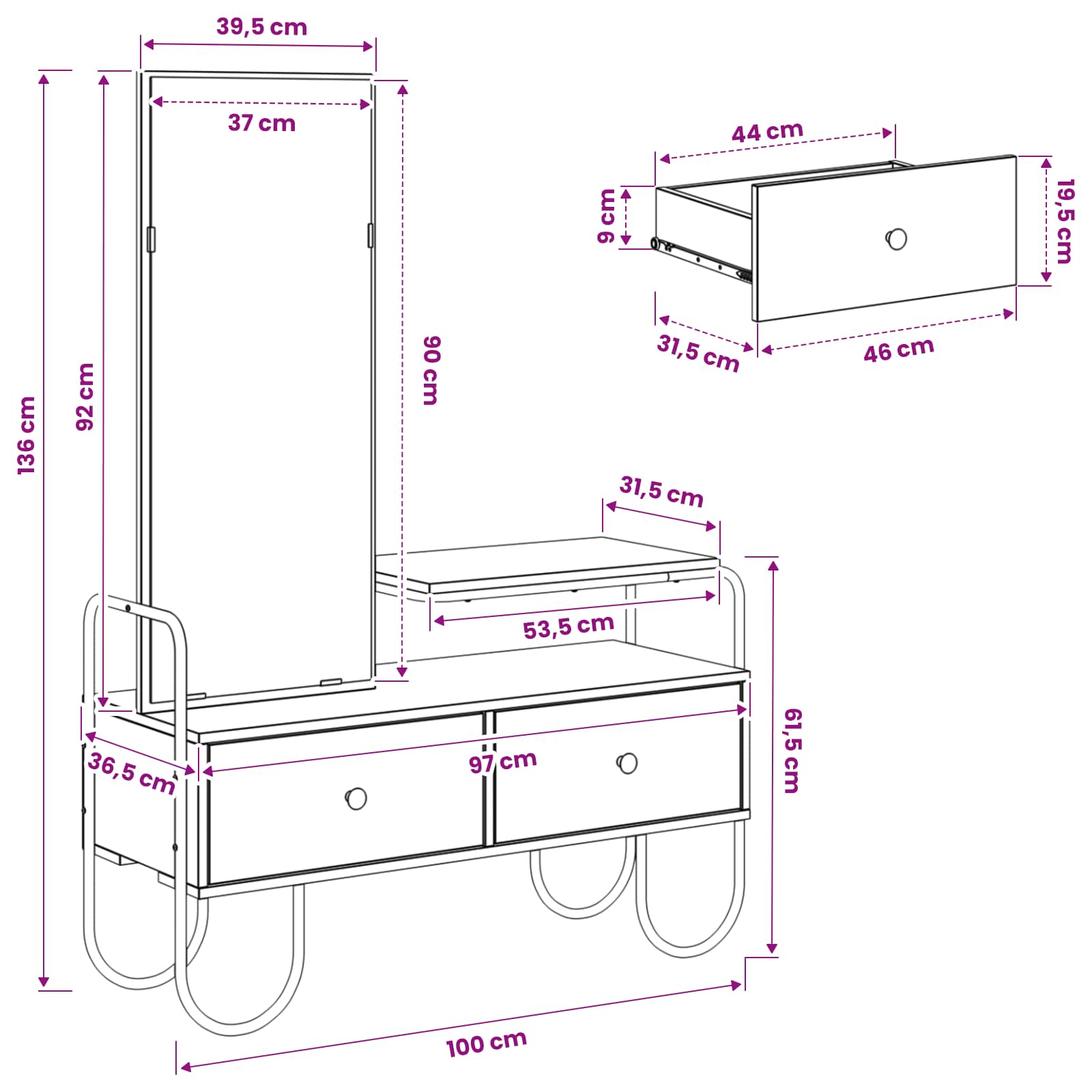 vidaXL Toaletka Dąb artisan 100 x 36,5 x 136 cm Drewno inżynieryjne