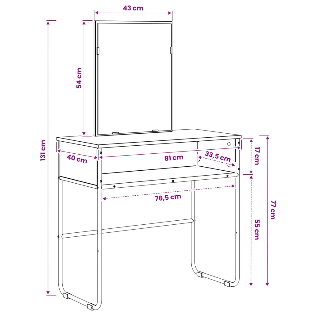 vidaXL Toaletka Szary Sonoma 81 x 40 x 131 cm Drewno inżynieryjne