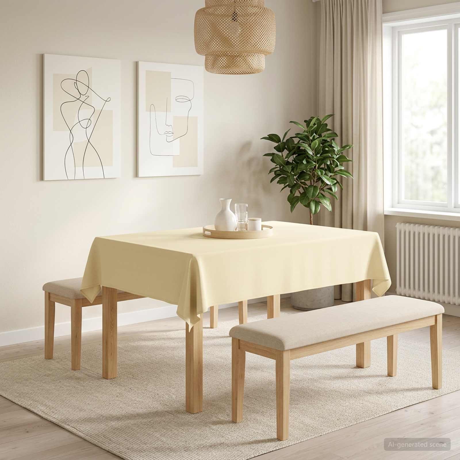 vidaXL Obrus stołowy 5 szt. kremowobiały 140 x 160 cm Poliester