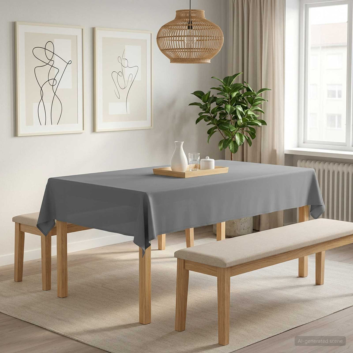 vidaXL Obrus stołowy 5 szt. jasnoszary 140 x 220 cm Poliester