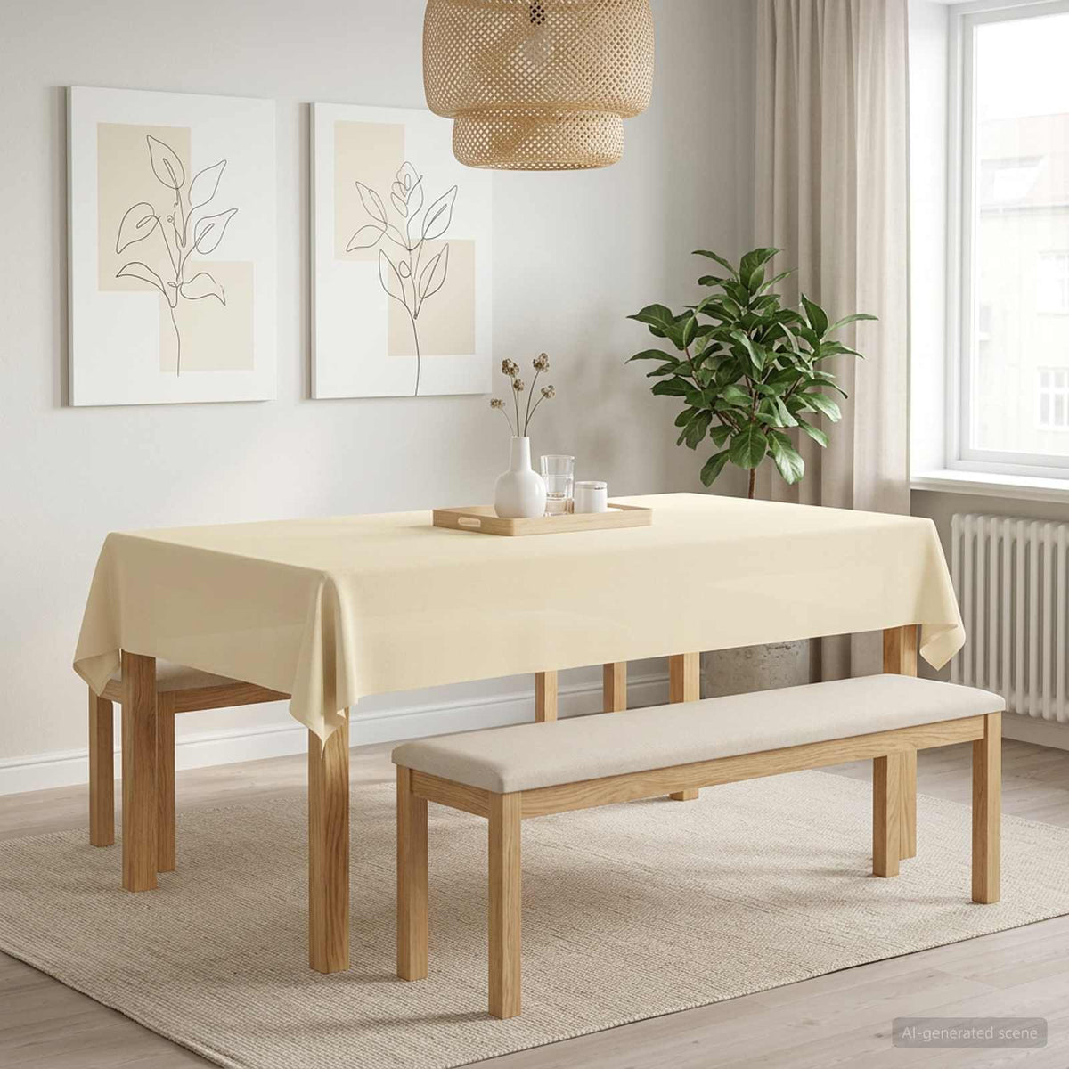 vidaXL Obrus stołowy 5 szt. kremowobiały 110 x 180 cm Poliester