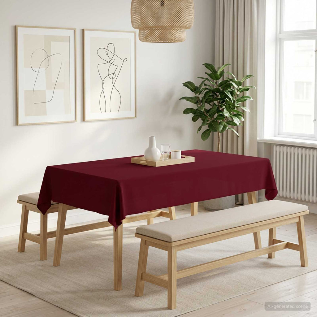 vidaXL Obrus stołowy Prostokątny Czerwone wino 140 x 220 cm Poliester