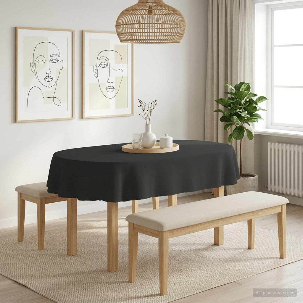 vidaXL Obrus stołowy 5 szt. Owalny ciemnoszary 130 x 220 cm Poliester