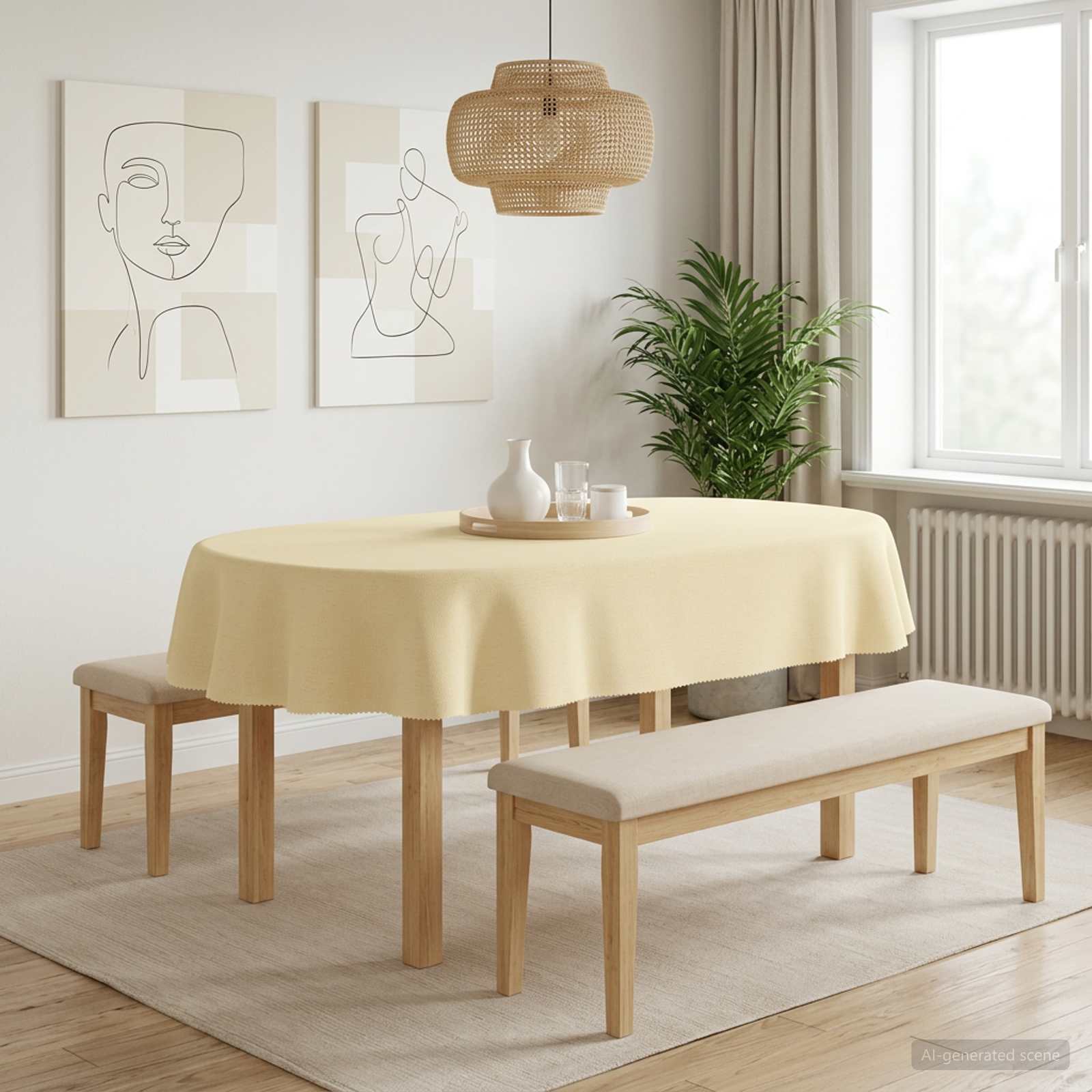 vidaXL Obrus stołowy Owalny kremowobiały 130 x 220 cm Poliester