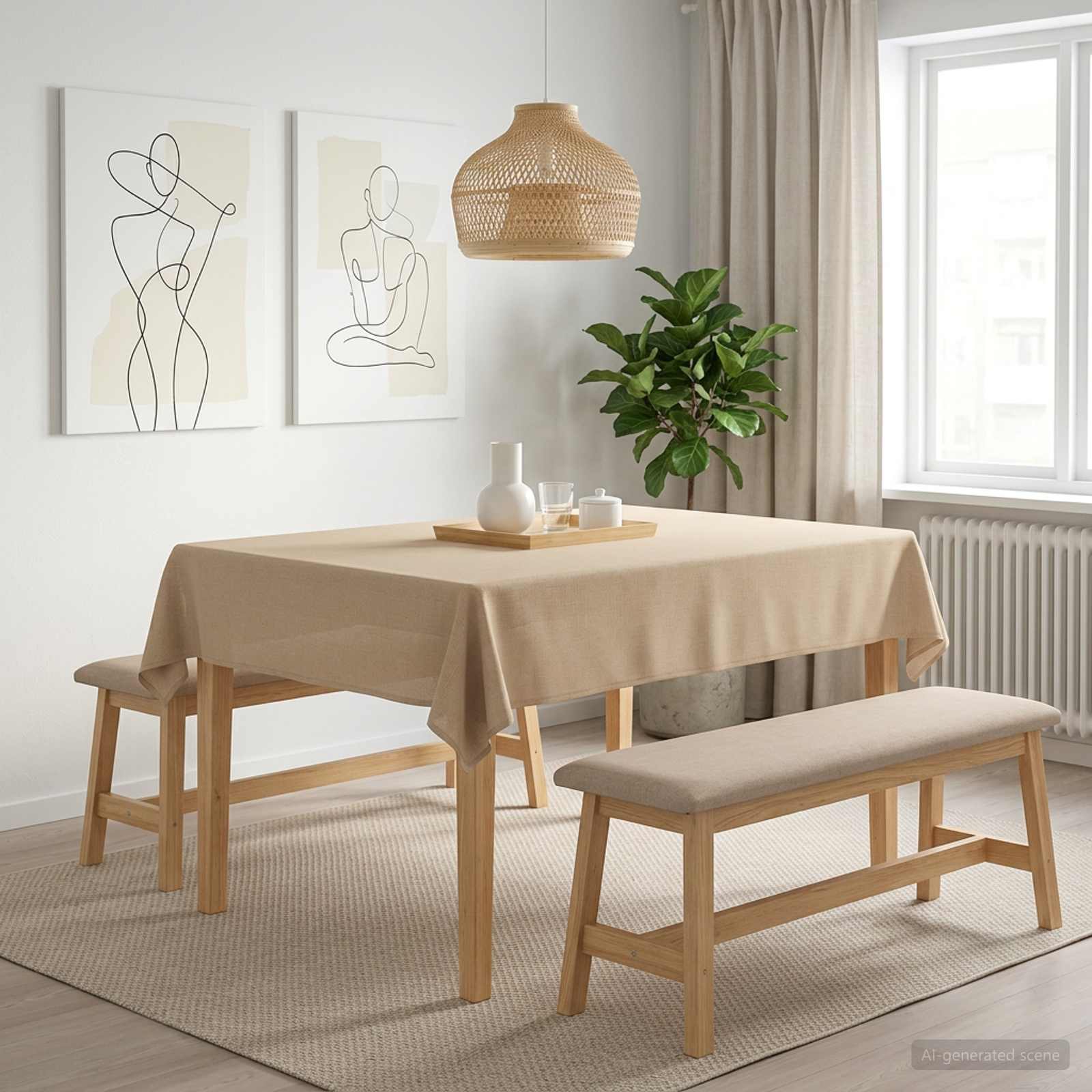 vidaXL Obrus stołowy Prostokątny Beżowy 110 x 140 cm