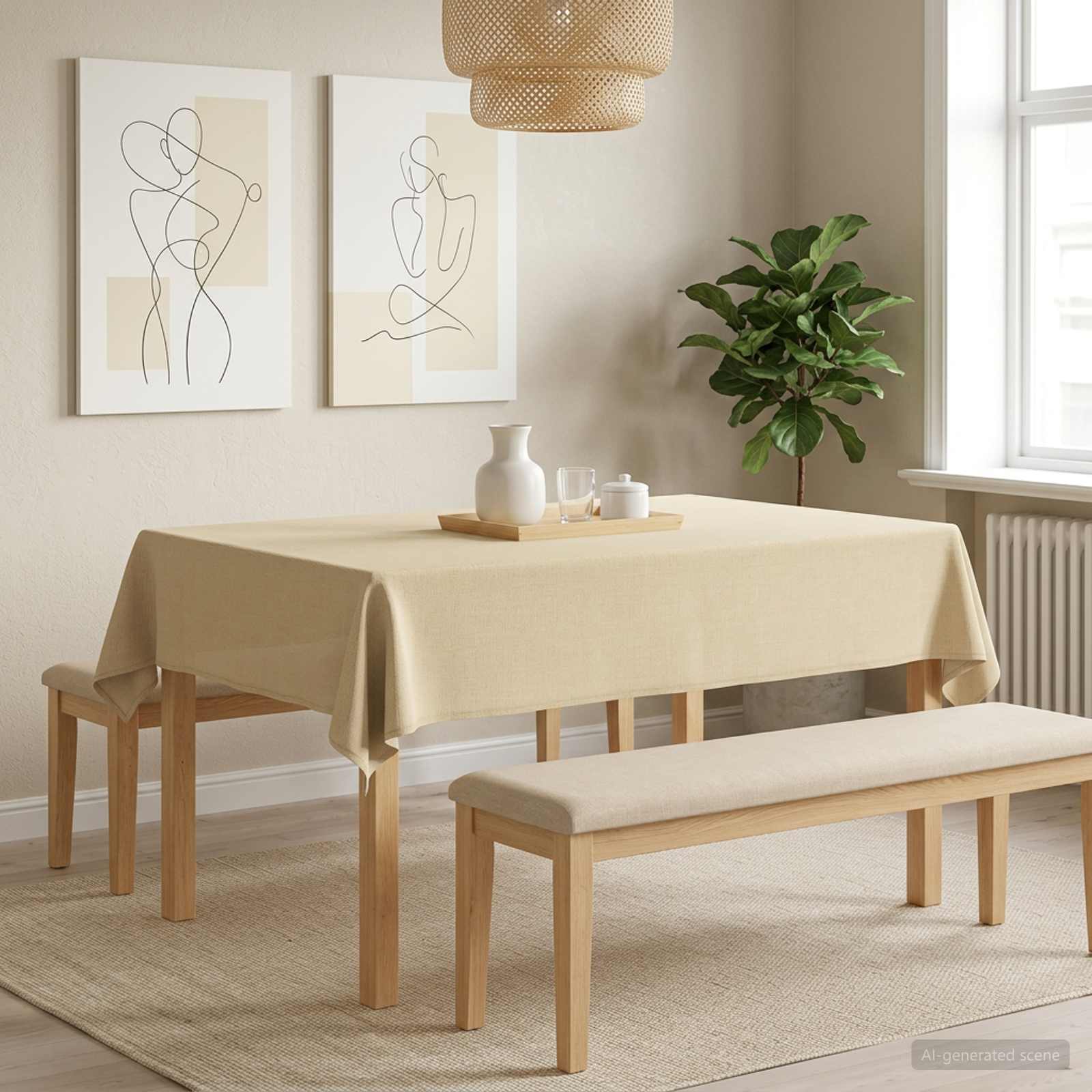 vidaXL Obrus stołowy 5 szt. Prostokątny kremowobiały 110 x 140 cm