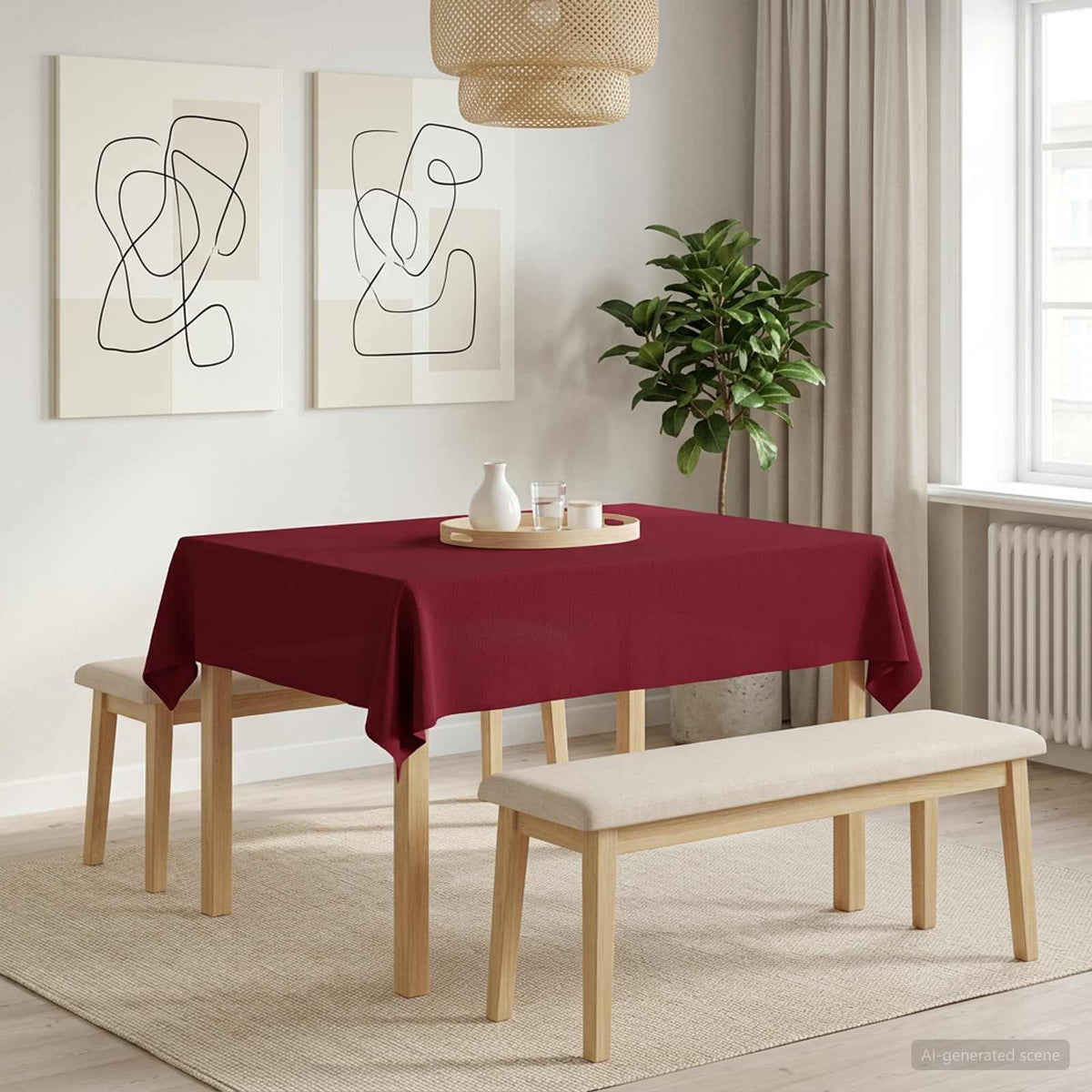 vidaXL Obrus stołowy Prostokątny Czerwone wino 140 x 160 cm