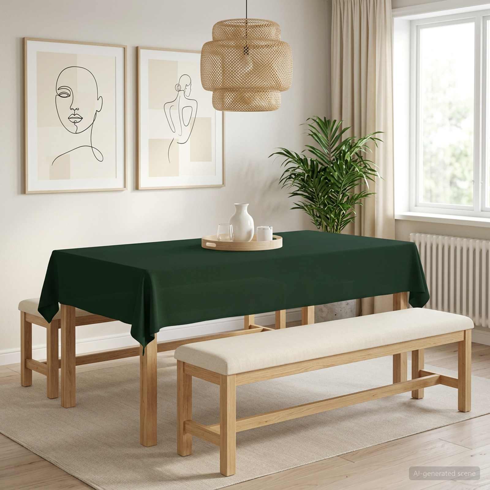 vidaXL Obrus stołowy 5 szt. Prostokątny Ciemnozielony 140 x 260 cm