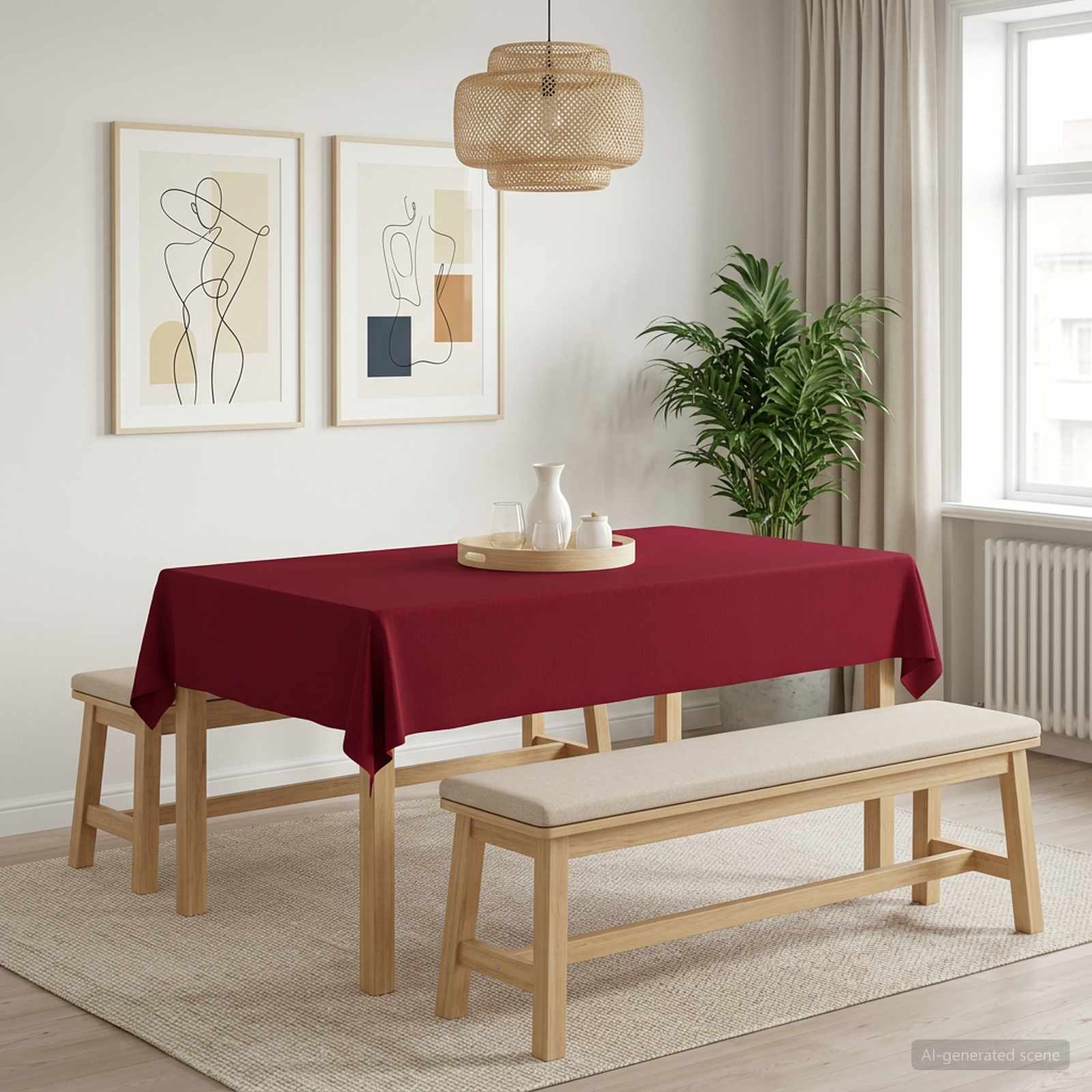 vidaXL Obrus stołowy 5 szt. Prostokątny Czerwone wino 140 x 220 cm