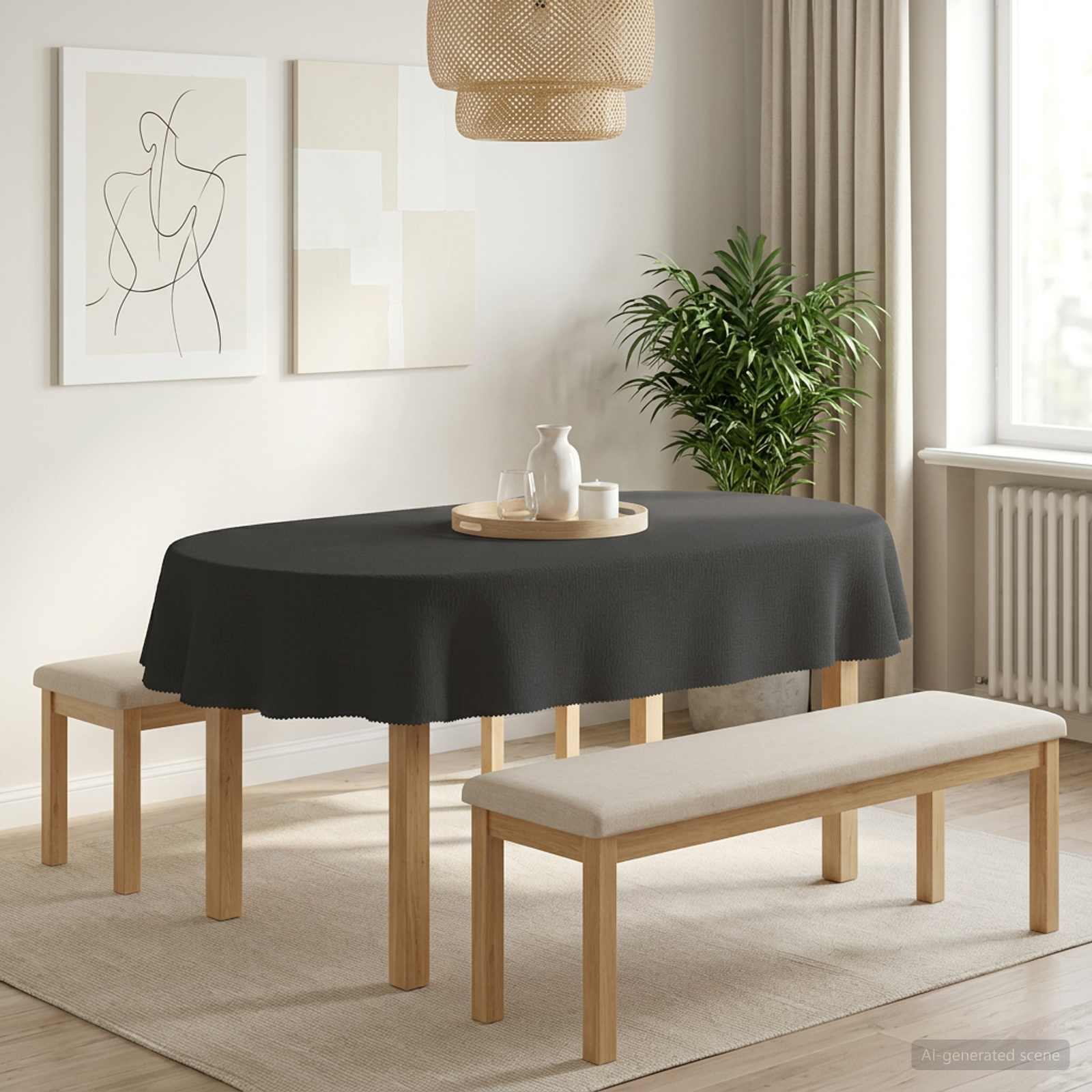 vidaXL Obrus stołowy 5 szt. Owalny ciemnoszary 130 x 220 cm
