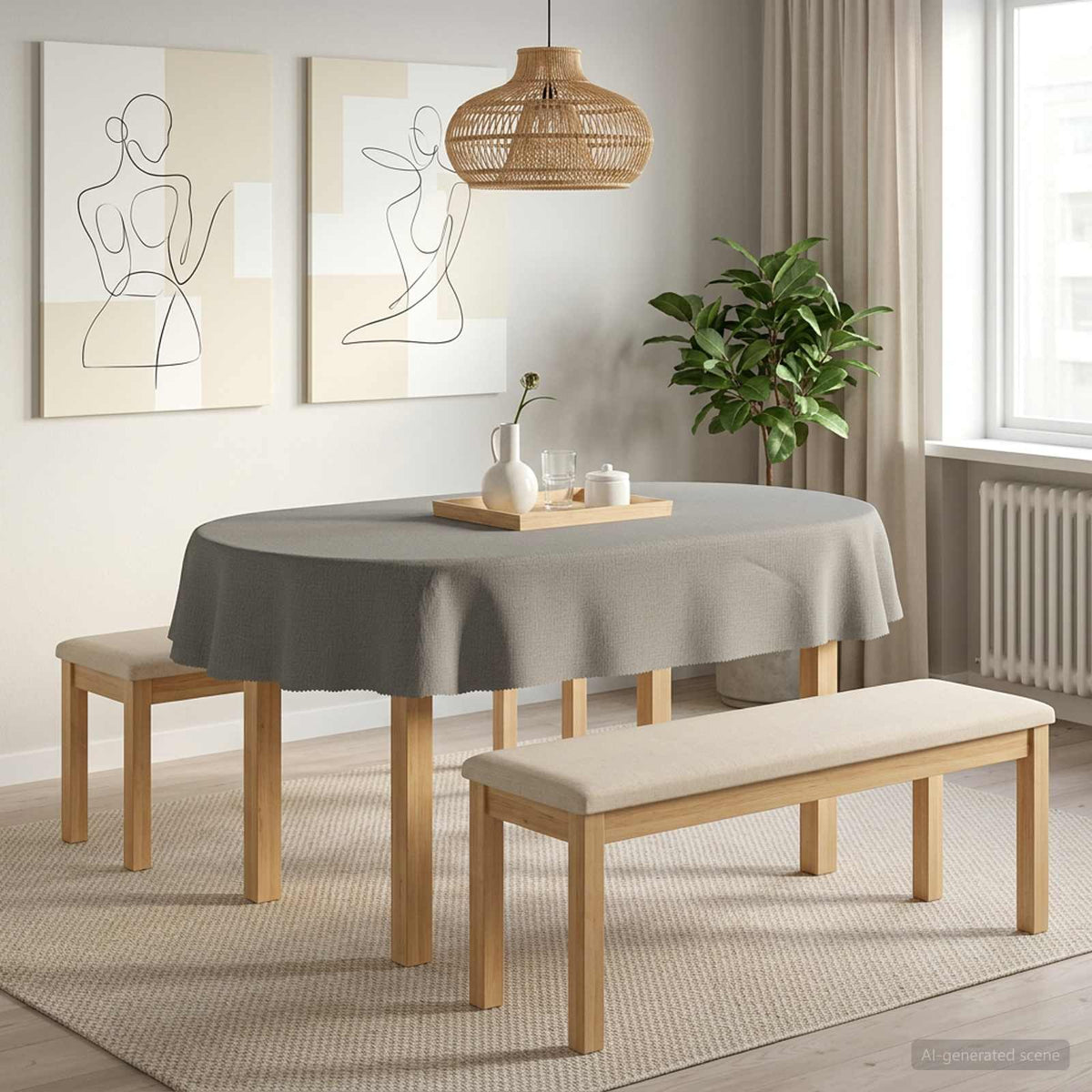 vidaXL Obrus stołowy 5 szt. Owalny jasnoszary 130 x 220 cm